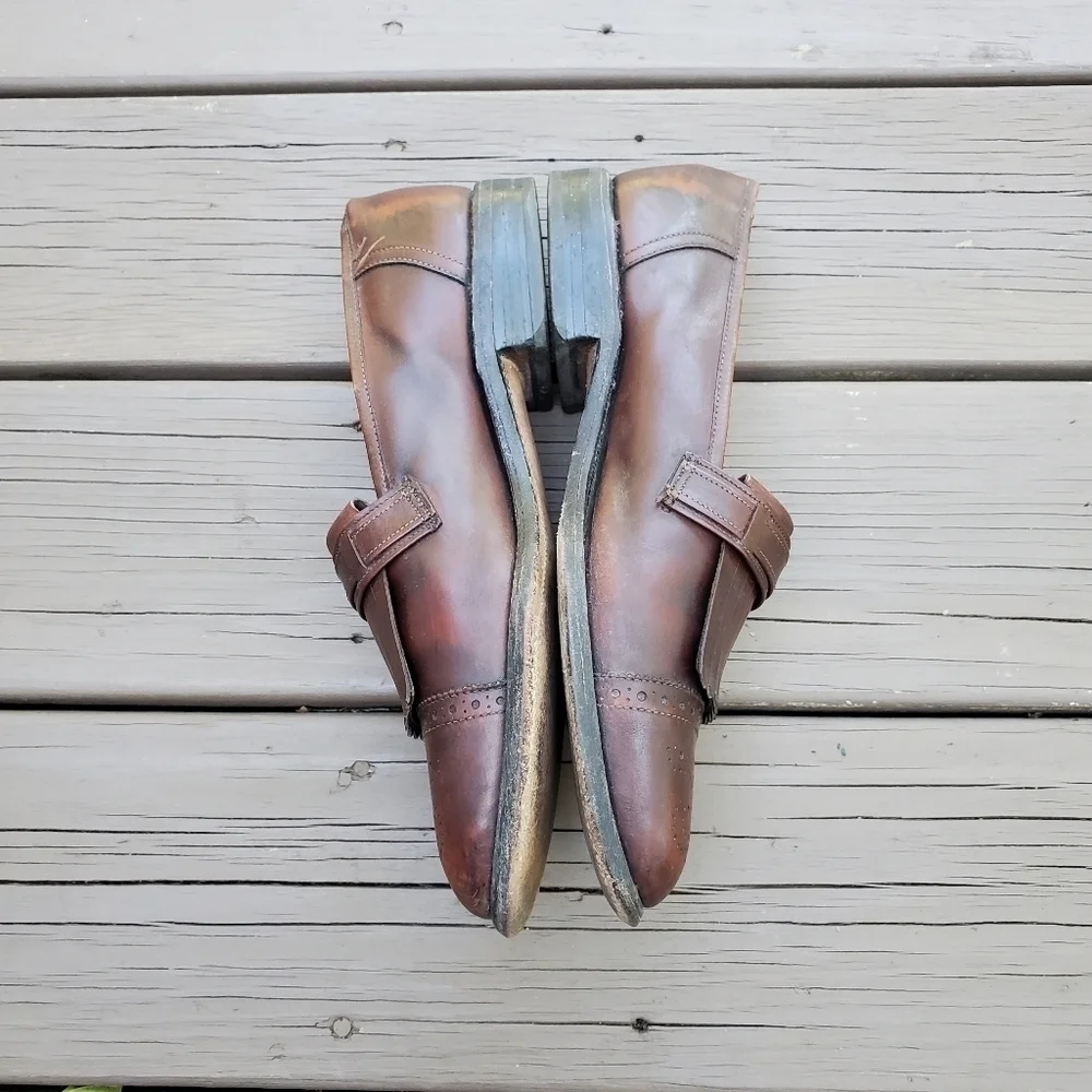 Vintage 80s‎ Allen Edmonds Montague Kiltie Monk Strap Brown Leather Loafers 8.5